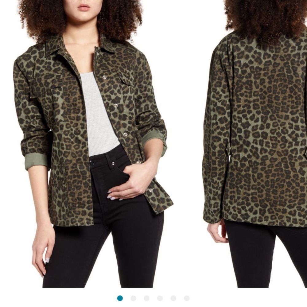 NWT Good American Printed Snap Front Jacket Woman's 0 Color Sage - Picture 3 of 6